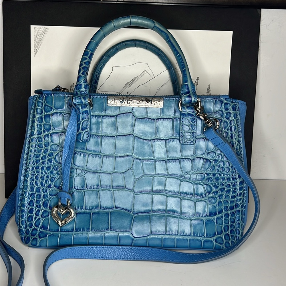 Brighton Crocodile Embossed Leather Crossbody Bag - Picture 2 of 16